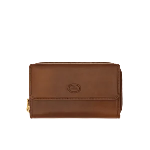 Portafoglio donna con patta maxi e zip The Bridge story cuoio