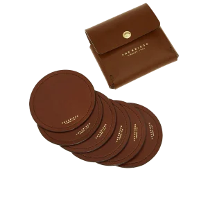 THE BRIDGE sei Sottobicchieri in pelle marrone