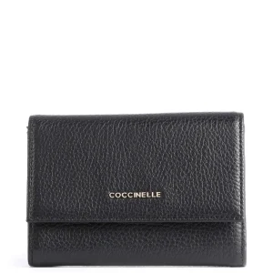 COCCINELLE portafoglio metallic soft in pelle nero