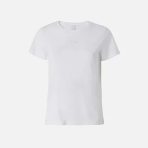 T-shirt maniche corte logo ricamato Pinko bianco