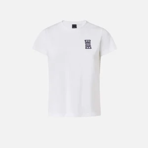 T-shirt con applicazione Monogram Pinko bianco