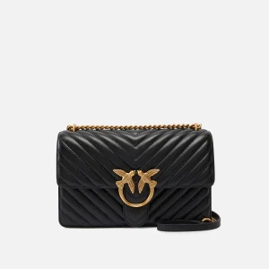 PINKO Classic Love Bag One Chevron nero oro