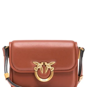 PINKO Borsa love box bag mini in pelle light brown