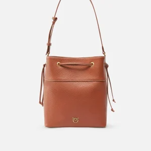 PINKO Borsa medium secchiello in pelle cuoio