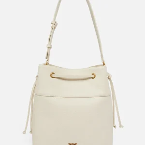 PINKO Borsa medium secchiello in pelle avorio