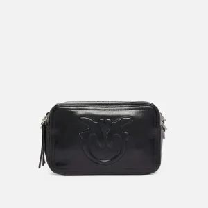 PINKO borsa camera case in pelle con logo in rilievo nero