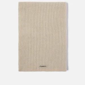 Sciarpa in lana e cachemire a coste Pinko beige