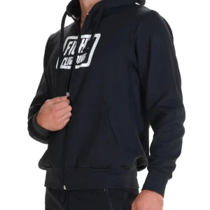 Felpa Basic Con Zip E Cappuccio Nero