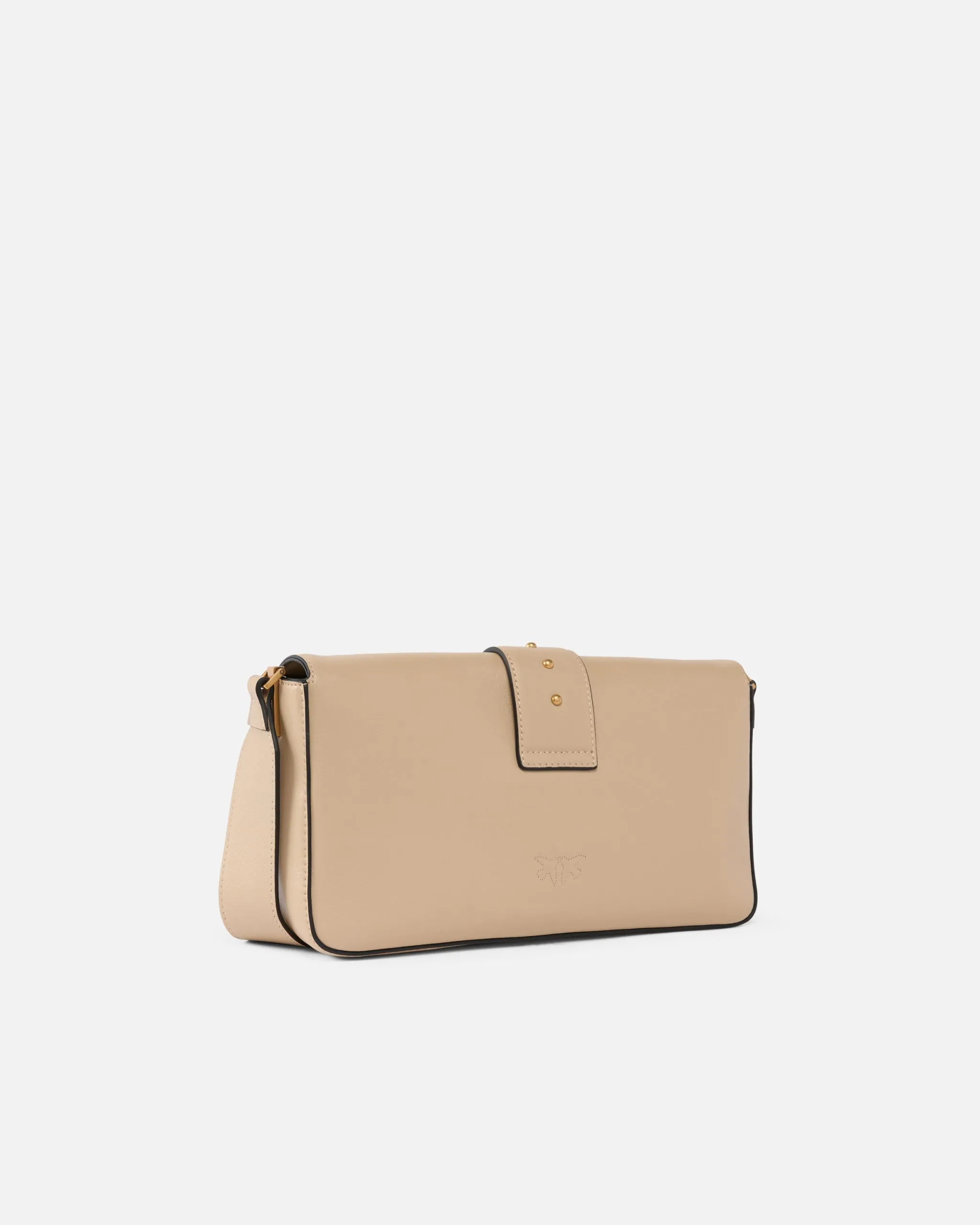 PINKO Borsa a spalla morbida Mini Love Bag grande in pelle beige grigio fumo - immagine 4