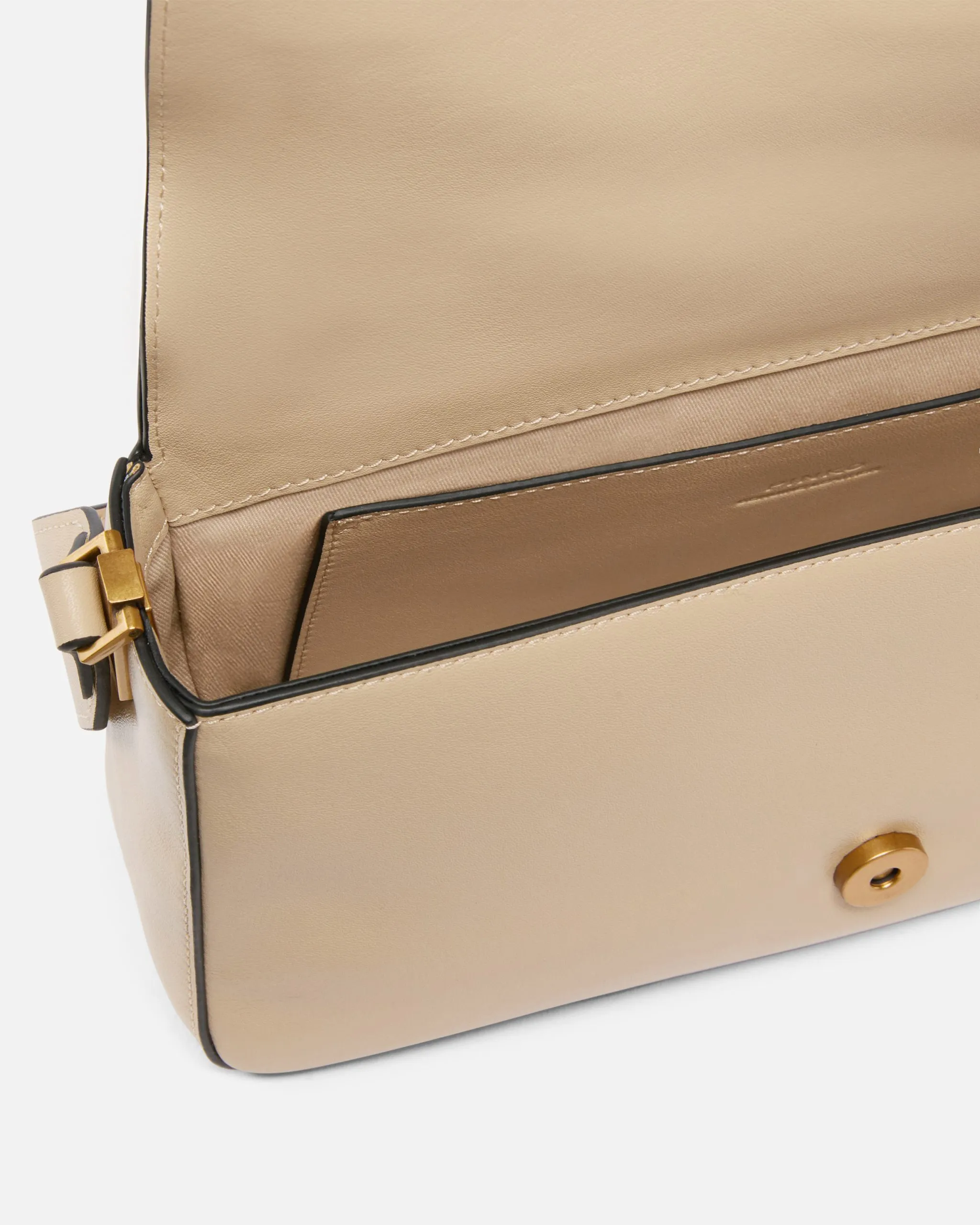 PINKO Borsa a spalla morbida Mini Love Bag grande in pelle beige grigio fumo - immagine 3