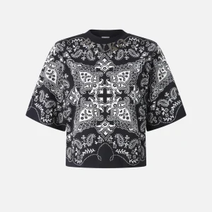 PINKO T-shirt stampa bandana bianco e nero