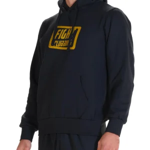 Felpa Basic Con Cappuccio Nero Logo Oro