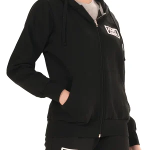 Felpa Basic Con Zip E Cappuccio Nero