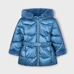 Giaccone metallizzato cintura bambina Mayoral