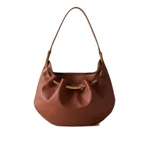 BORBONESE Borsa a spalla in pelle con dettagli in camoscio op marrone coconut