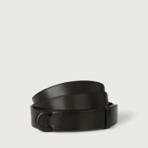 ORCIANI cintura Nobuckle Bull in cuoio testa moro