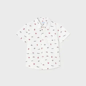 Camicia manica corta con stampa cotone baby maschio