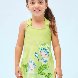 Vestito applicazioni cotone sostenibile bambina