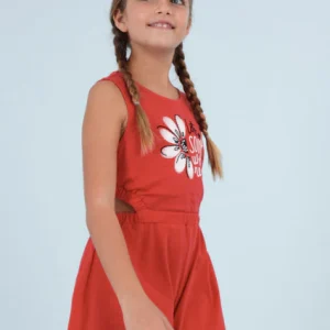 Tuta corta con motivo floreale cotone ragazza