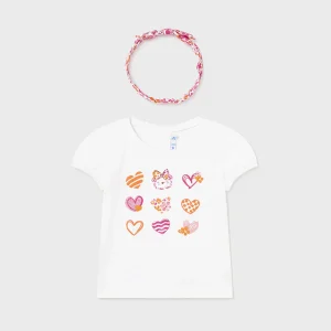 Maglietta con fascia abbinata di cotone baby femmina