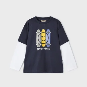 Maglietta doppia manica di cotone bambino