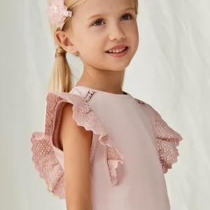 Maglietta ricamata di cotone bambina