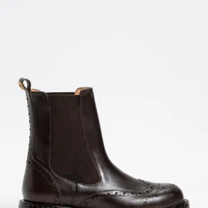 TWINSET Stivaletti chelsea in pelle marrone testa moro