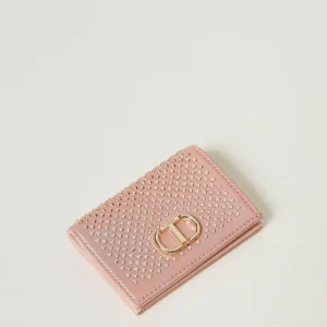 Portafoglio in raso con strass e Oval T
