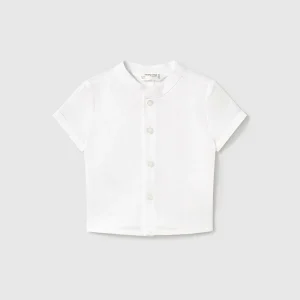 Camicia manica corta collo mao Bianco