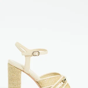 TWIN SET Sandali alti in rafia naturale