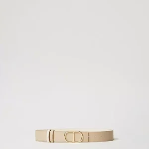 Twin set Cintura reversibile in pelle con fibbia ginger neve tg L