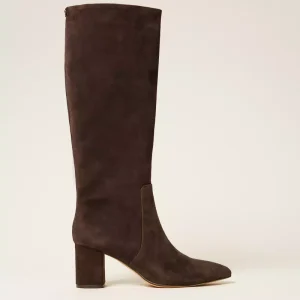 TWINSET stivale alto in pelle scamosciata chocolate