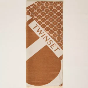 TWINSET Stola in panno jacquard con logo Purple eden