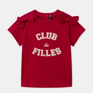 T-shirt rouge à noeud Fille