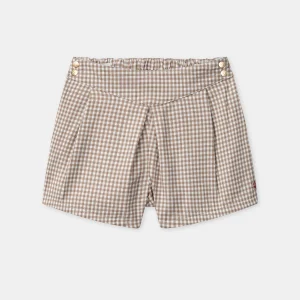 Jupe-short vichy marron et blanc Fille