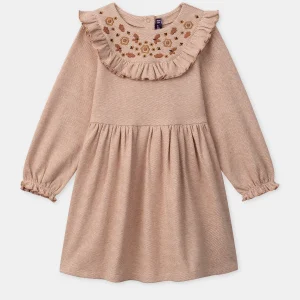 Abito rosa con volant e ricami a frange per ragazze