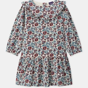 Abito in Velours Stampato a Fiori per Ragazze