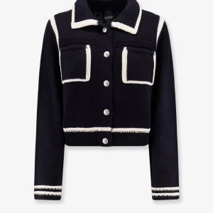 PINKO Cardigan in lana sulcin blu bianco