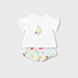 Coordinato con short floreale neonata Mayoral