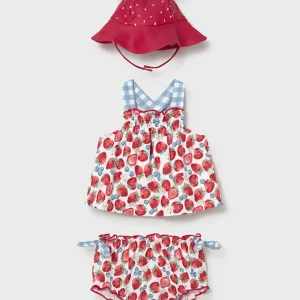 Coordinato fragola costume con cappello neonata Mayoral