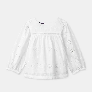Blusa ecru ricamata per bambina
