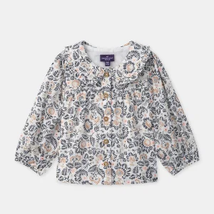 Blusa stampata floreale con colletto per bambina