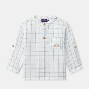 Camicia a scacchi beige per bebé