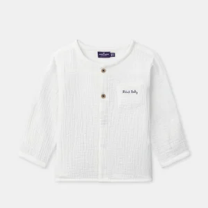 Camicia Ecru a Maniche Rotolabili per Neonati Maschi