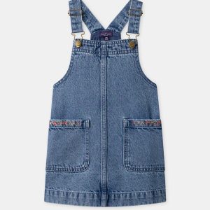Abito a salopette in denim per bambina