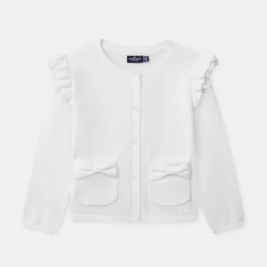 Giacca Ecru con Volant e Nodi per Ragazze