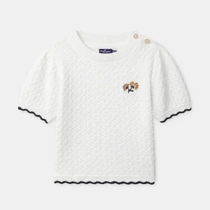 T-shirt in maglia Ecru per ragazze