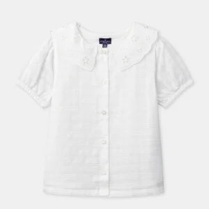 Blusa ecru con colletto alla Peter Pan per Bambine
