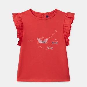 T-Shirt rossa con volanti per ragazze