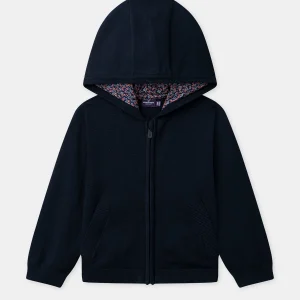 Gilet zippé à capuche bleu marine Fille